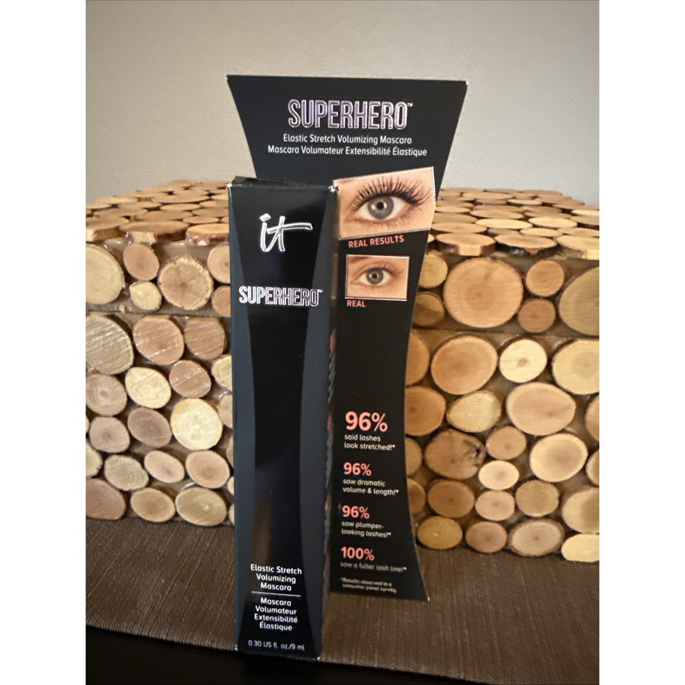 It Cosmetics SUPERHERO ELASTIC STRETCH VOLUMIZING MASCARA SUPER BLACK F/S BOXED